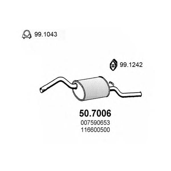 ASSO - 50.7006 (Глушитель задняя часть Skoda Favorit 1.3i (Forman))