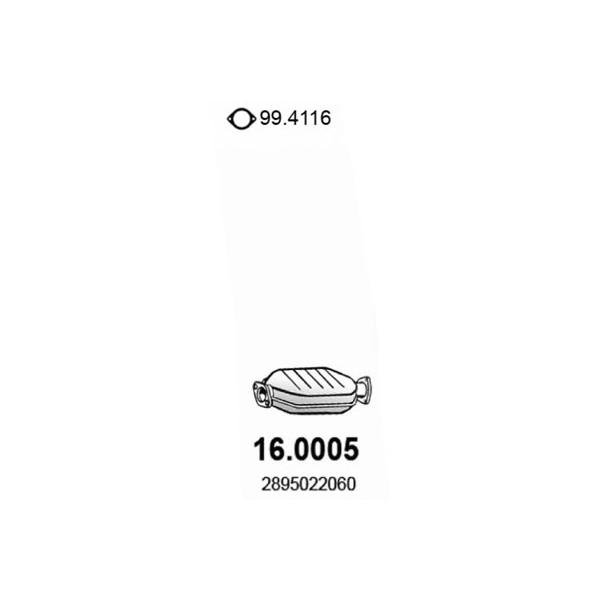 ASSO - 16.0005 (Деталь с катализатором Hyundai Accent / Excel 1.3i)