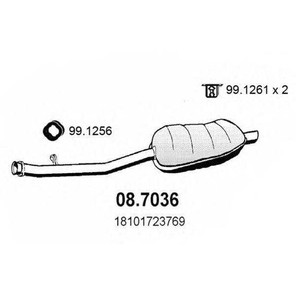 ASSO - 08.7036 (Глушитель задняя часть BMW 318i 1.8 90-00 M43; E36)
