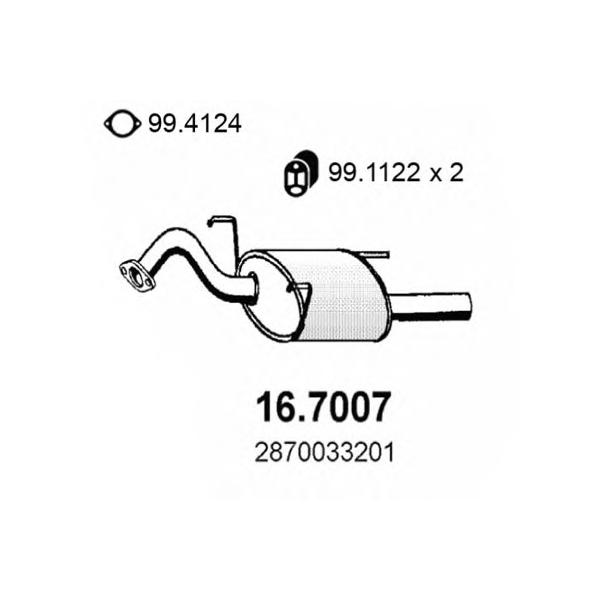 ASSO - 16.7007 (Глушитель задняя часть Hyundai Sonata 2.0i -16V 91)