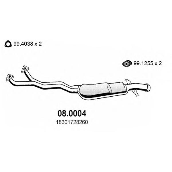 ASSO - 08.0004 (Приемная труба с катализатором BMW E36 320i 2.0 90)