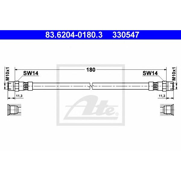 ATE - 83-6204-0180-3 (83-6204-0180-3 тормозной шланг ATE)