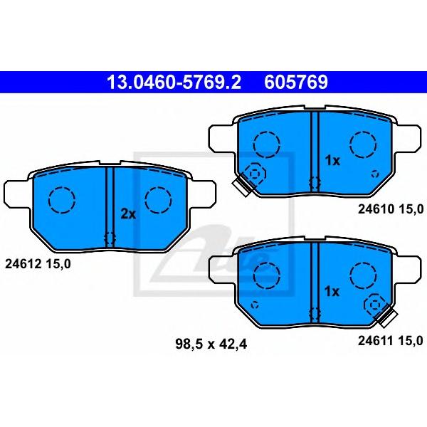 ATE - 13.0460-5769.2 (колодки дисковые з./ Toyota Auris 1.4VVT-i -2.2D 07>/Yaris 1.0VVT-i 06)