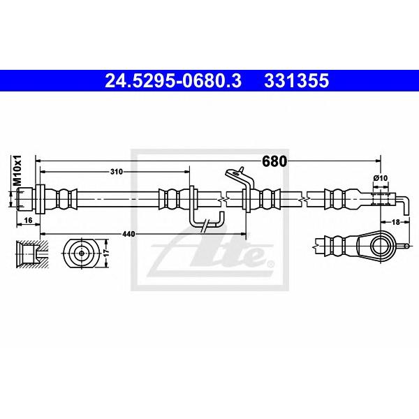 ATE - 24529506803 (Шланг тормозной передний левый)