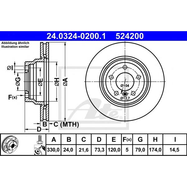 ATE - 24.0324-0200.1 (Диск торм.BMW 1-серии E81,87 вентилируемые (POWER DISC))