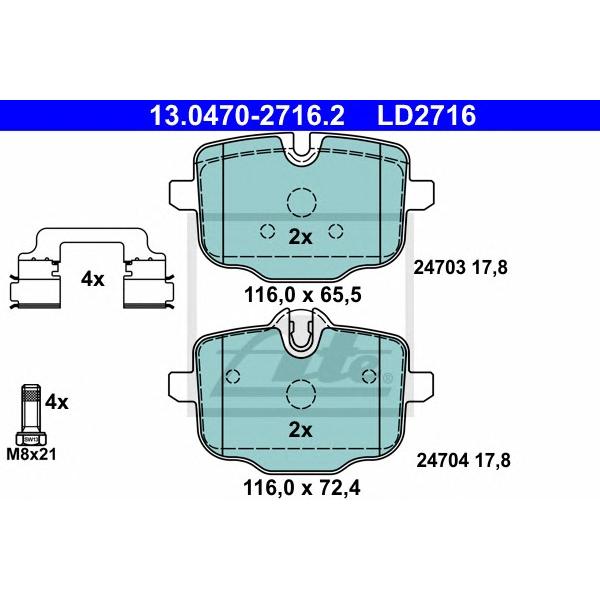ATE - 13.0470-2716.2 (13.0470-2716.2 колодки дисковые задние!/ BMW F10/F11 3.5i/5.0i/3.5D 10>)