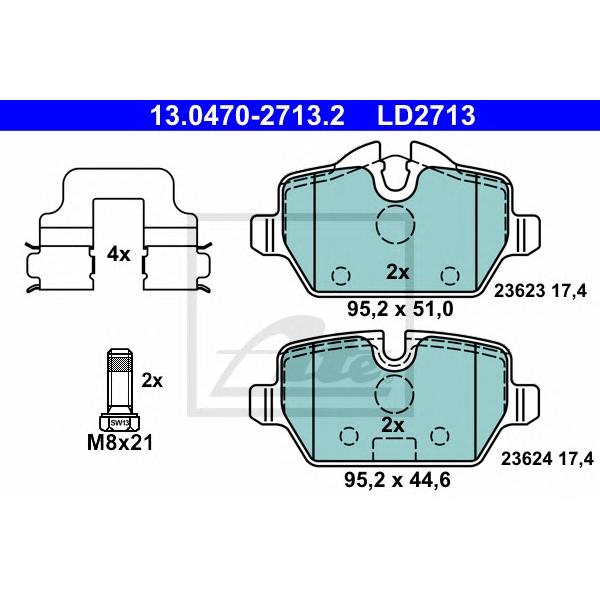 ATE - 13-0470-2713-2 (Колодки торм.зад. CERAMIC)