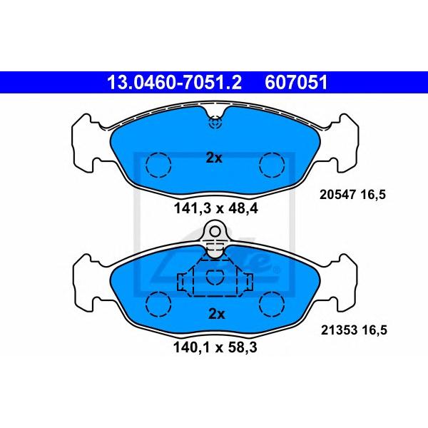ATE - 13.0460-7051.2 (Колодки торм.пер. Opel Vectra A, Astra F, Daewoo)