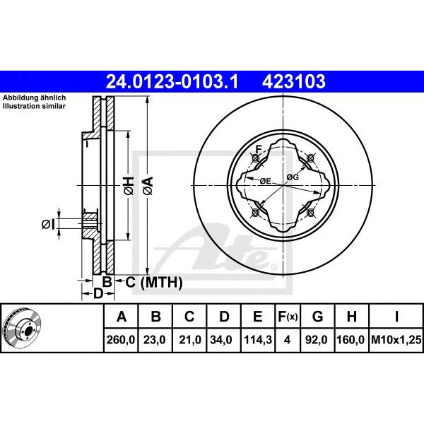 ATE - 24012301031 (Диск торм. HONDA ACCORD IV,V)