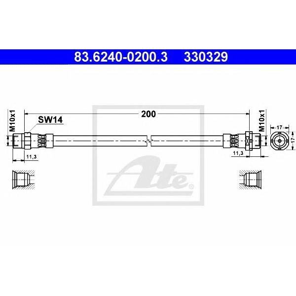 ATE - 83.6240-0200.3 (Шланг торм.зад. BMW 3 (E36))