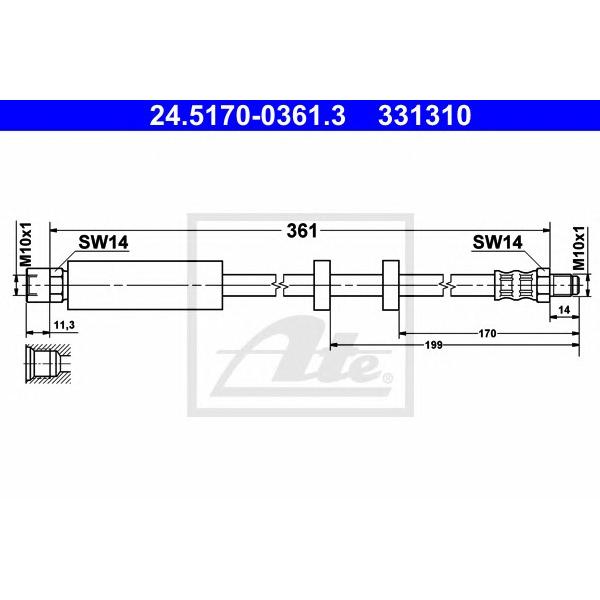 ATE - 24.5170-0361.3 (Шланг тормозной 24.5170-0361.3)
