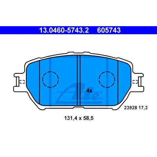 ATE - 13.0460-5743.2 (колодки дисковые п./ Toyota Camry 2.4WT-i/3.0i 01>)