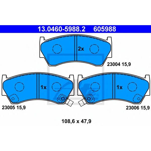 ATE - 13-0460-5988-2 (К-т торм колодок (диск) перед / NISSAN Almera I (N)