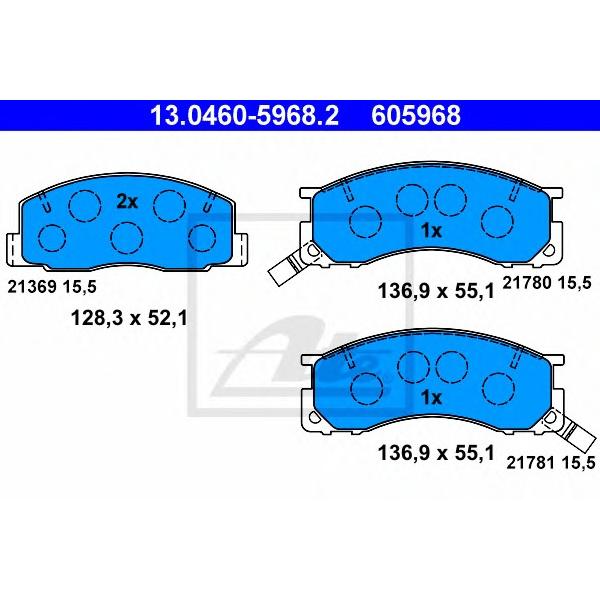 ATE - 13.0460-5968.2 (Колодки торм.пер. Toyota Previa 2.4 (90-00))