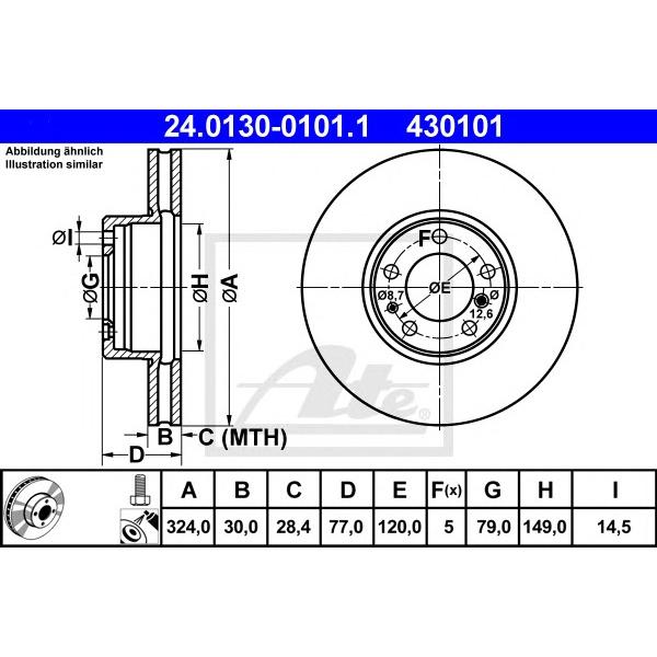 ATE - 24-0130-0101-1 (Диск тормозной перед / BMW E39 3.0-3.5 (09.97-09.0)