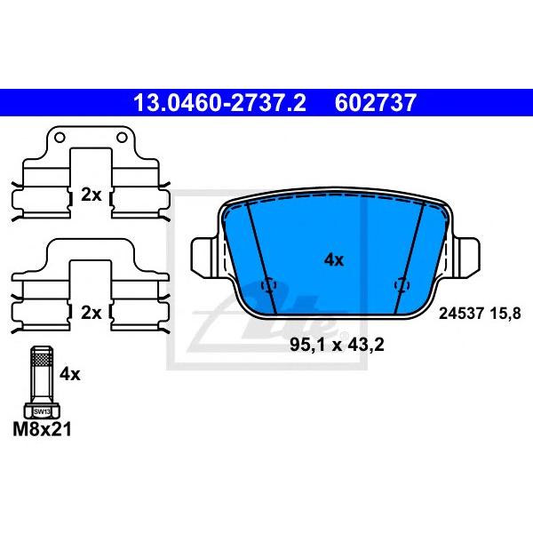 ATE - 13.0460-2737.2 (13.0460-2737.2 колодки дисковые задние!/ Landrover Freelander 2 2.2TD4/3.2 06>)