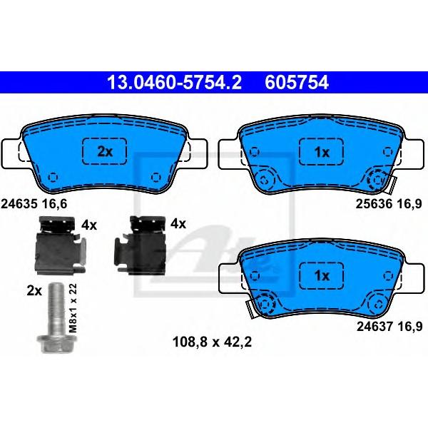 ATE - 13-0460-5754-2 (колодки дисковые з./ Honda CR-V 2.0/2.4/2.2D 06>)