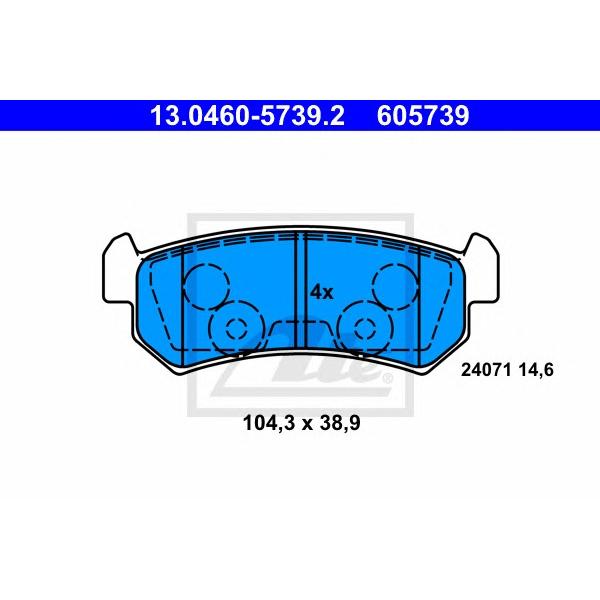 ATE - 13-0460-5739-2 (колодки дисковые (зад. острые ушки))