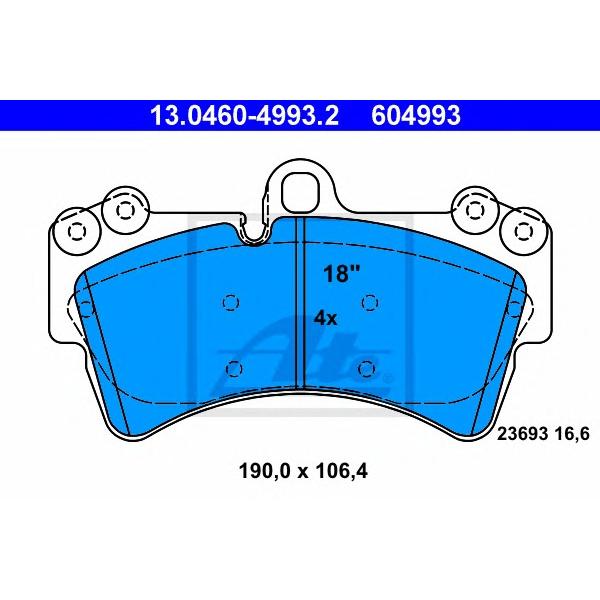 ATE - 13.0460-4993.2 (Колодки тормозные передние (Audi Q7, VW Touareg, Porsche Cayenne) 00->)