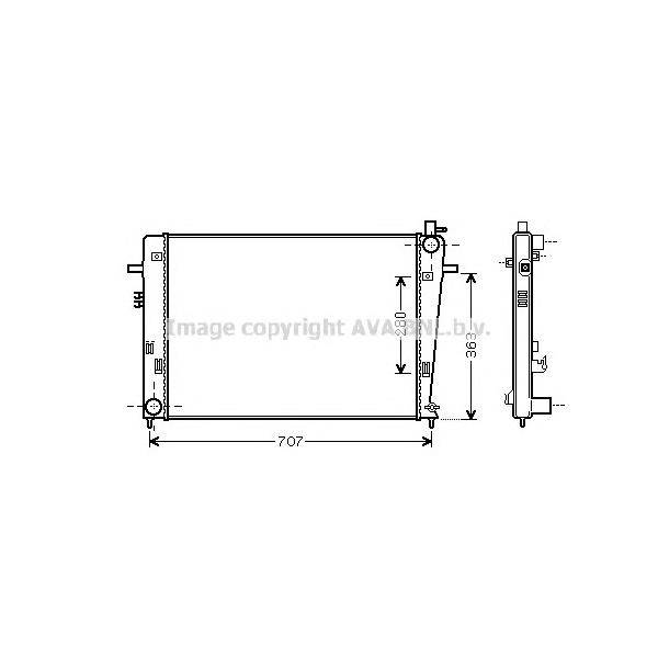 AVA - HY2328 (Радиатор системы охлаждения HYUNDAI: TUCSON 2.0 CRDI MAN. HCC 04-10)