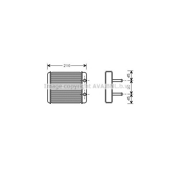 AVA - KA6008 (Радиатор отопителя KIA: CARNIVAL (UP) 2.5 V6/2.9 TD 99 - 01 , CARNIVAL II 2.5 V6/2.9 CRDi 01 -)