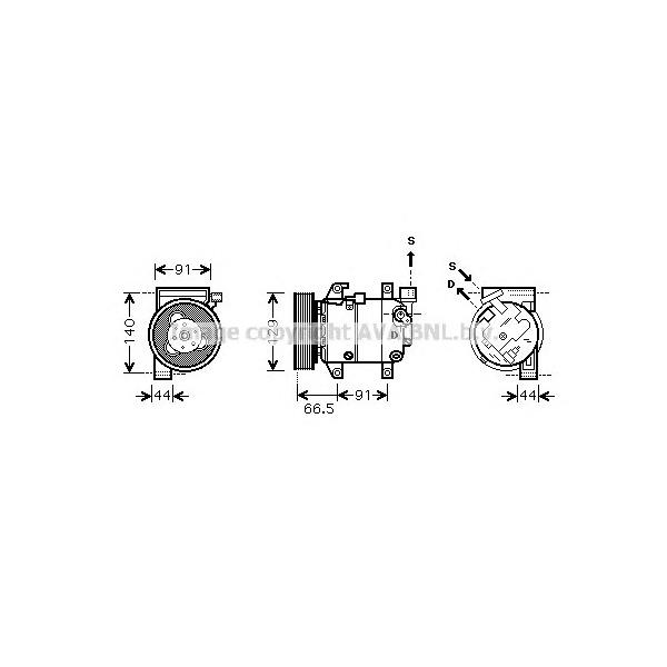 AVA - DNK286 (компрессор конд./ Nissan Micra K11 1.0i/1.4i/1.5D 98-03)