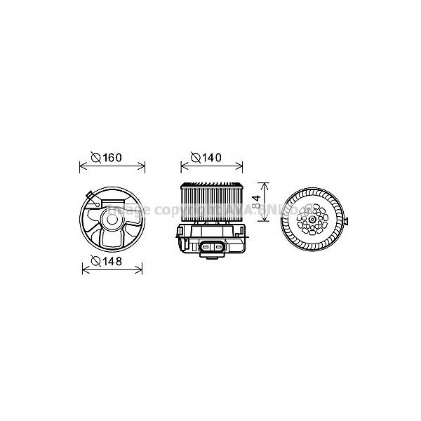 AVA - PE8369 (Электровентилятор отопителя Peugeot 107 (06-) Citroen C1 (06-) Toyota Aygo (05-)