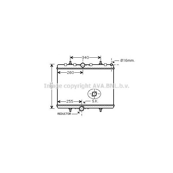 AVA - PE2314 (Радиатор системы охлаждения CITROEN: C8 (EA_, EB_) 2.0 HDi 02 - , JUMPY 1.6 HDi 90/2.0 HDi 120/2.0 HDi 140 07 - , JUMPY фургон 1.6 HDi 90/2.0 HDi 120/)