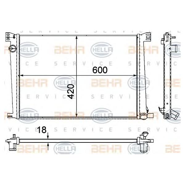 BEHR-HELLA - 8MK376754-591 (радиатор охлаждения/ Mini One 1.4-1.6i 06>/Mini Cooper 09>/Mini Clubman 1.6i 07>)