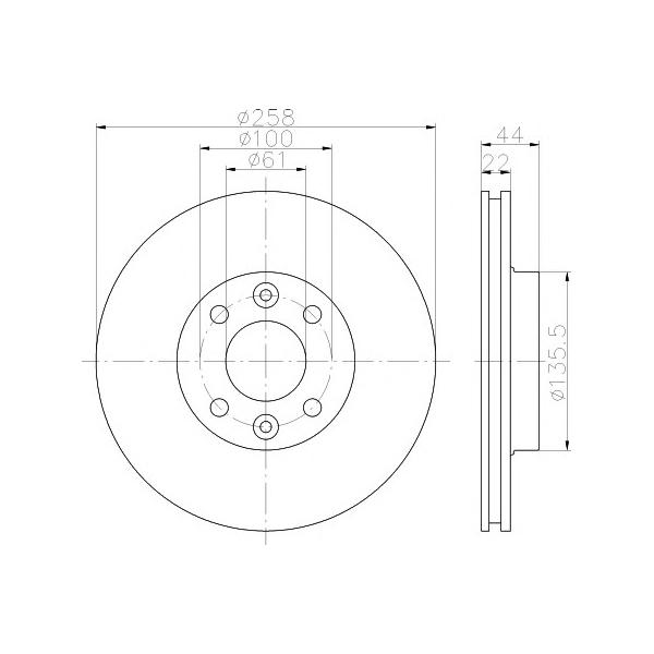 BEHR-HELLA - 8DD355119461 (Тормозной диск с покрытием, передняя ось)