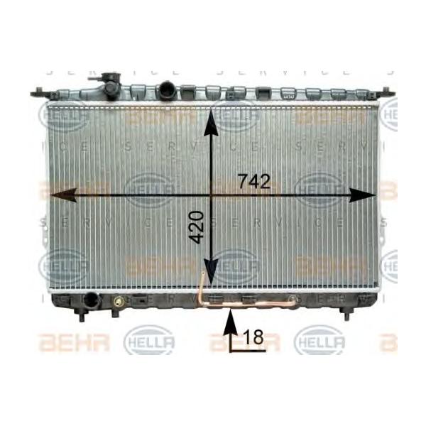 BEHR-HELLA - 8MK376762-241 (Радиатор системы охлаждения HYUNDAI: GRANDEUR 25 98-, SONATA III (EF) 2.0 16V/2.4 16V/2.5 V6 24V 98-)