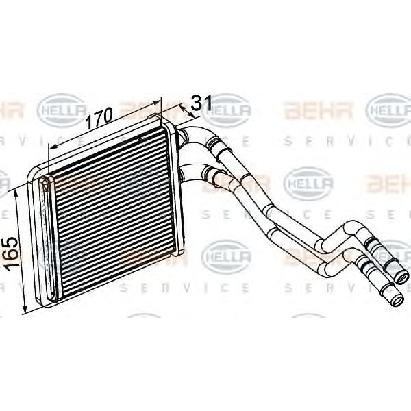 BEHR-HELLA - 8FH351315591 (Радиатор отопителя FORD: FIESTA VI 1.25/1.4/1.4 LPG/1.4 TDCI/1.6 TDCI/1.6 TI 08-, FIESTA VAN 1.25/1.)