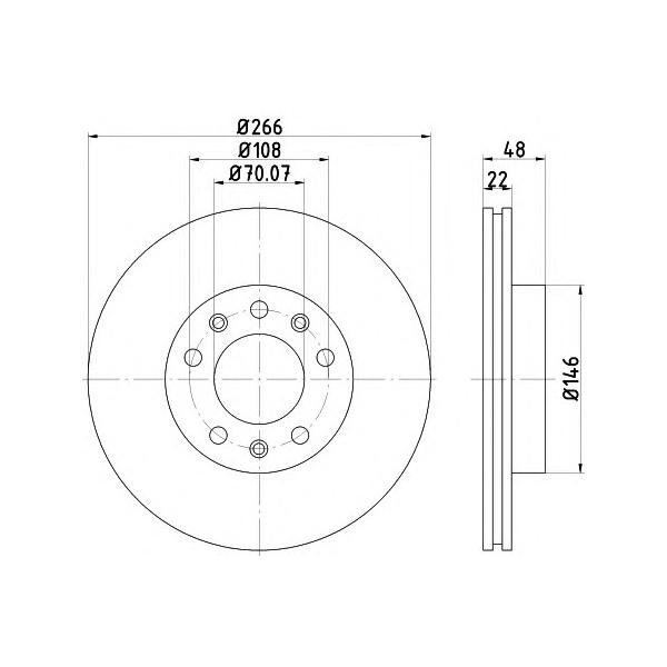 BEHR-HELLA - 8DD355120541 (Диск тормозной PEUGEOT 308 13- передний вент. D=266мм.)