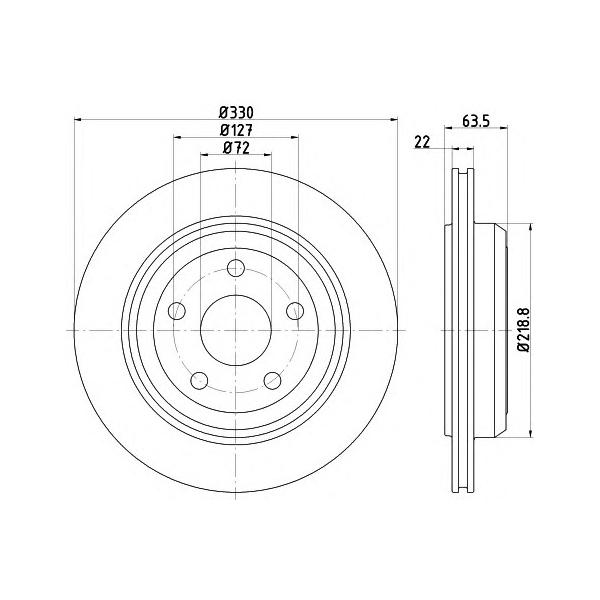 BEHR-HELLA - 8DD355122511 (Диск тормозной JEEP GRAND CHEROKEE 11- заднний)