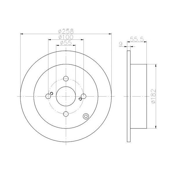 BEHR-HELLA - 8DD 355 110-471 (Диск тормозной TOYOTA COROLLA (E12) 1.4-1.8 02- задний)