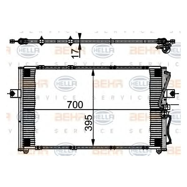 BEHR-HELLA - 8FC351302-011 (Конденсатор кондиционера KIA: CARNIVAL (UP) 2.5 V6/2.9 TD 99-01, SEDONA (UP) 2.5 V6/2.9 TD 99-01)