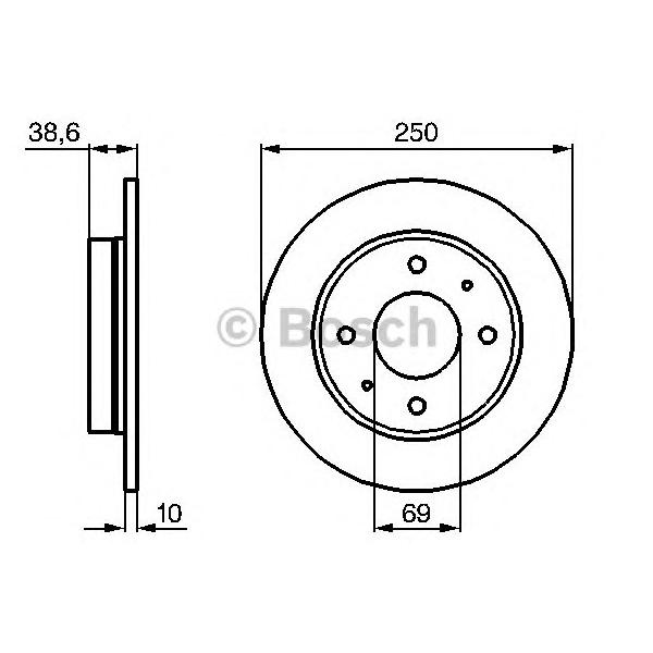 BOSCH - 0 986 479 236 (Диск тормозной задний Ø250x10)