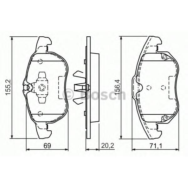 BOSCH - 0986494073 (Колодки тормозные дисковые /комплект 4 шт/ Fiat Cr)