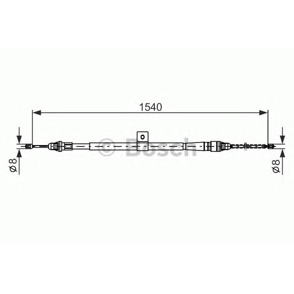 BOSCH - 1987477992 (Трос ручного тормоза NISSAN MICRA 03- 1540мм лев.)