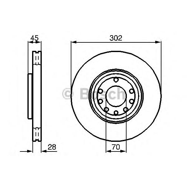 BOSCH - 0 986 479 076 (Торм диск передний  302x28)