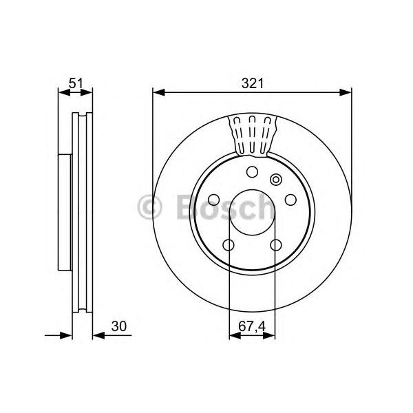 BOSCH - 0986479544 (Диск тормозной OPEL INSIGNIA 08-/SAAB 9-5 10- R17/