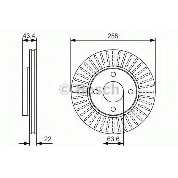 BOSCH - 0986479R64 (ТОРМОЗНОЙ ДИСК ПЕРЕДНИЙ)