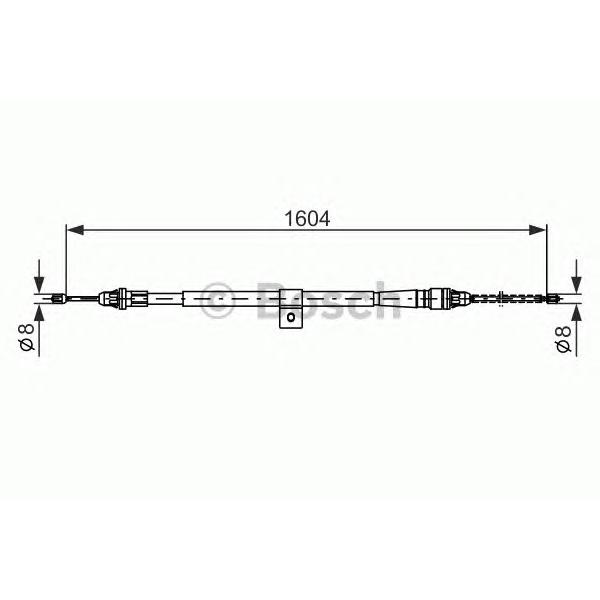BOSCH - 1987477980 (Трос ручного тормоза NISSAN MICRA 03- 1604мм прав.)