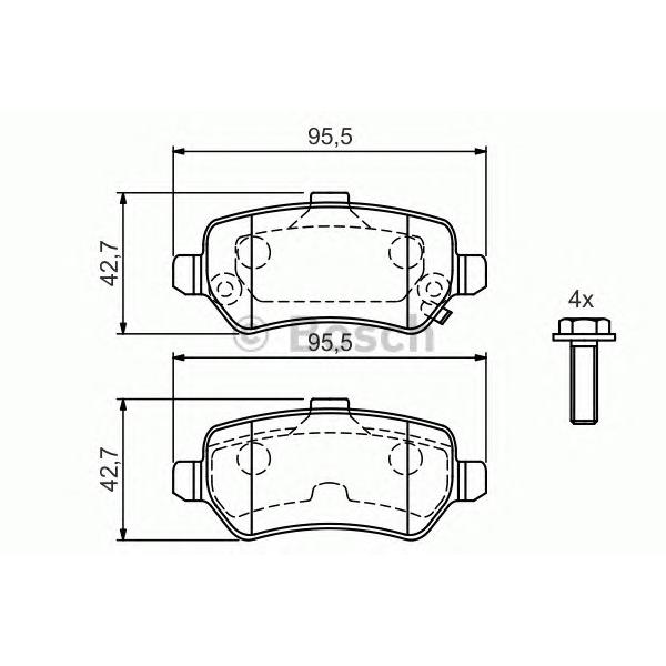 BOSCH - 0 986 424 646 (Колодки тормозные задние для Opel Astra G, Astra H, Zafira A, Zafira B, Meriva)