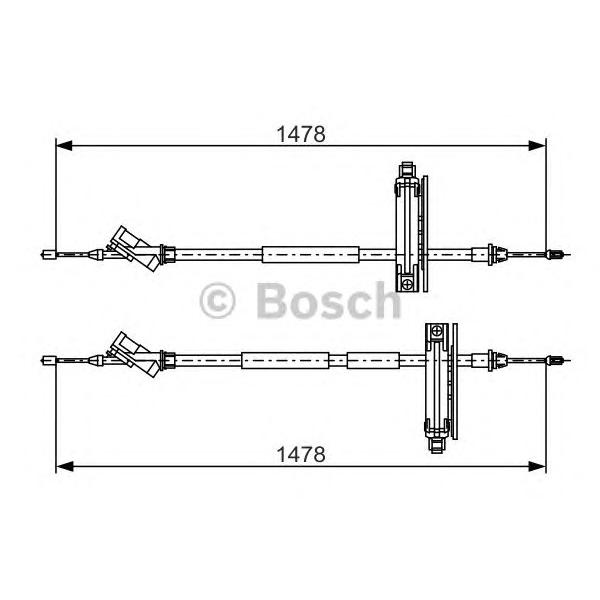 BOSCH - 1 987 477 932 (Трос стояночного тормоза для Ford Focus I (барабанные тормоза))