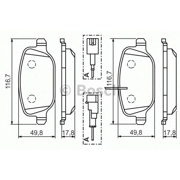 BOSCH - 0 986 494 466 (Комплект тормозных колодок, дисковый тормоз)