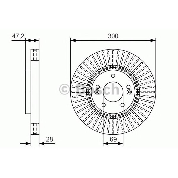 BOSCH - 0986479U43 (Диск тормозной HYUNDAI iX35/SONATA (NF)/KIA SPORTAGE передний вент.D=300мм.)