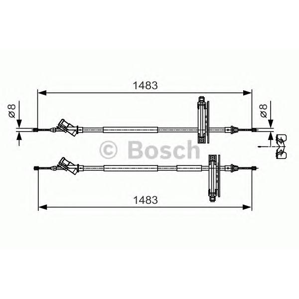 BOSCH - 1 987 477 930 (Трос ручного тормоза / FORD-Focus-I (задний-барабан. торм.) 98~)