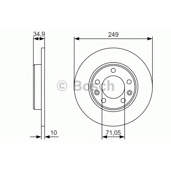 BOSCH - 0986479C23 (Диск тормозной PEUGEOT 308 13- задний D=249мм.)