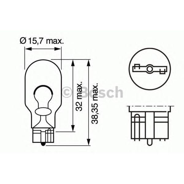 BOSCH - 1 987 302 205 (Лампа накаливания Pure Light W16W 12V 16W W2.1x9.5d)